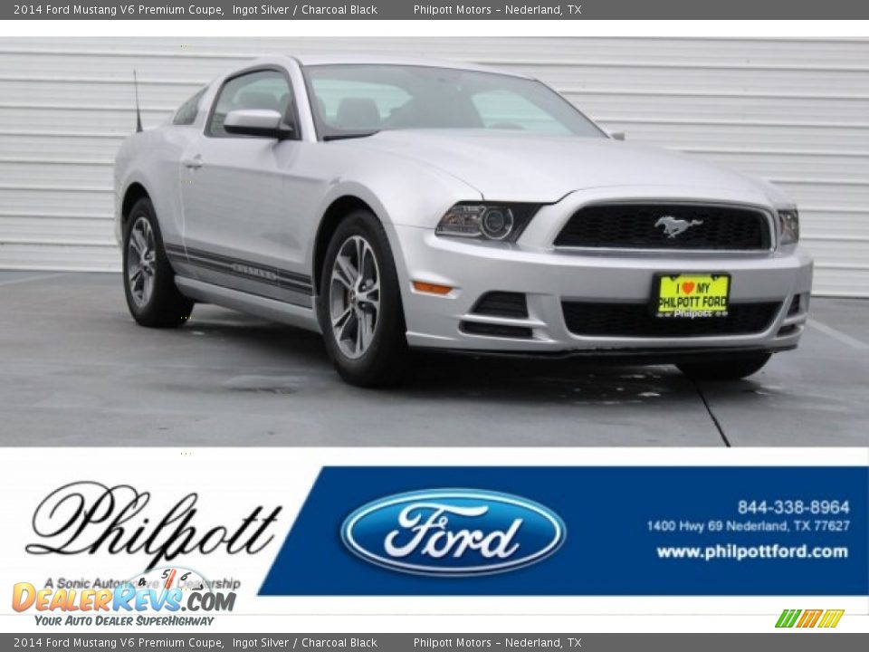 2014 Ford Mustang V6 Premium Coupe Ingot Silver / Charcoal Black Photo #1