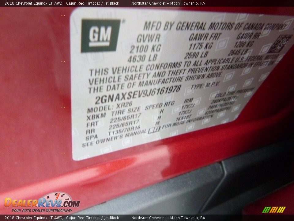 2018 Chevrolet Equinox LT AWD Cajun Red Tintcoat / Jet Black Photo #17