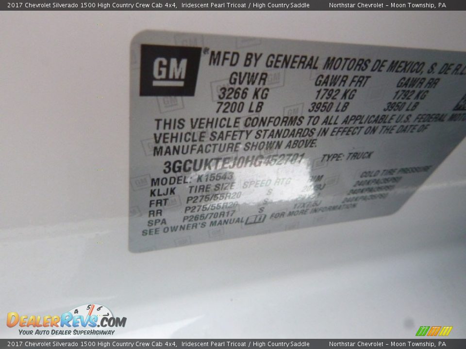 2017 Chevrolet Silverado 1500 High Country Crew Cab 4x4 Iridescent Pearl Tricoat / High Country Saddle Photo #18