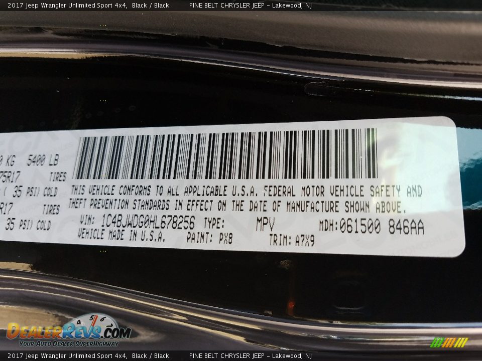 2017 Jeep Wrangler Unlimited Sport 4x4 Black / Black Photo #8