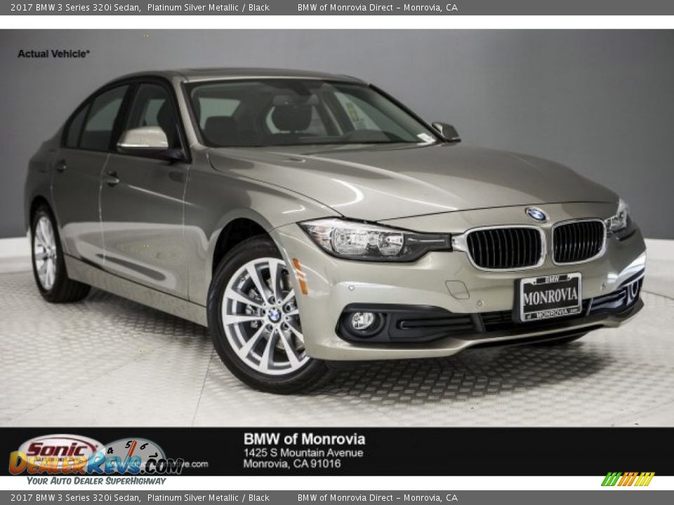 2017 BMW 3 Series 320i Sedan Platinum Silver Metallic / Black Photo #1