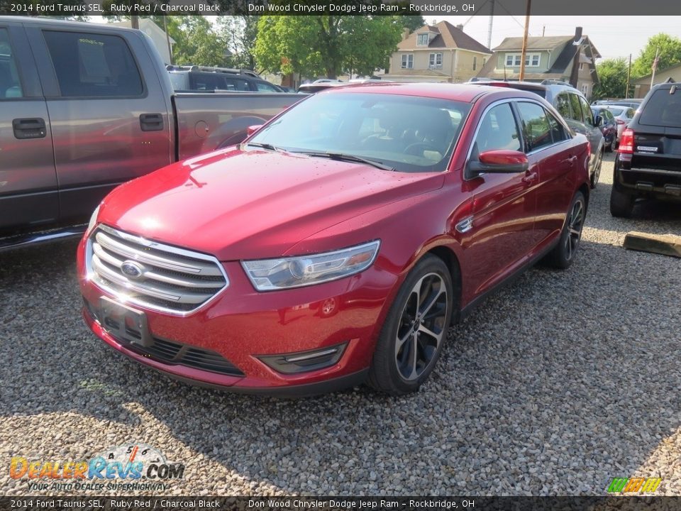 2014 Ford Taurus SEL Ruby Red / Charcoal Black Photo #3