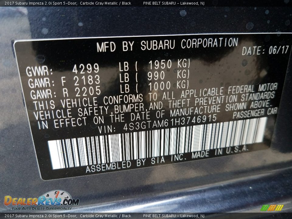 2017 Subaru Impreza 2.0i Sport 5-Door Carbide Gray Metallic / Black Photo #9