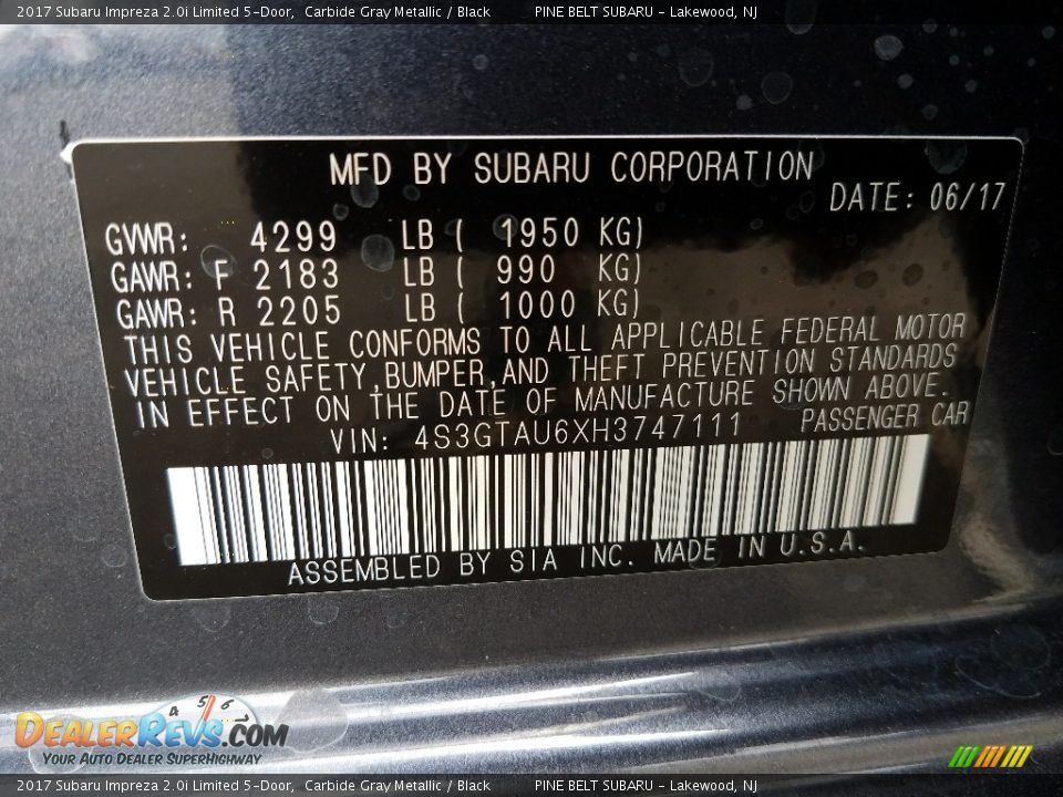 2017 Subaru Impreza 2.0i Limited 5-Door Carbide Gray Metallic / Black Photo #9