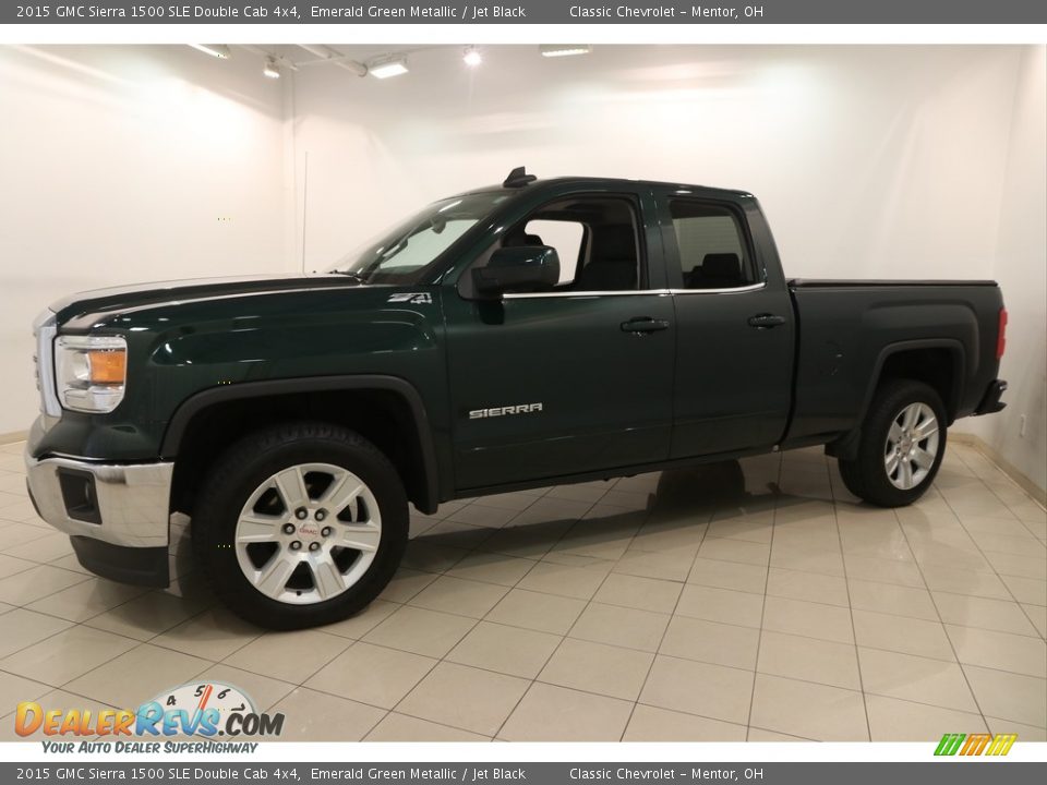 2015 GMC Sierra 1500 SLE Double Cab 4x4 Emerald Green Metallic / Jet Black Photo #3