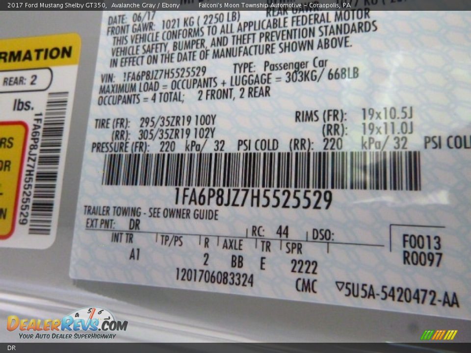 Ford Color Code DR Avalanche Gray