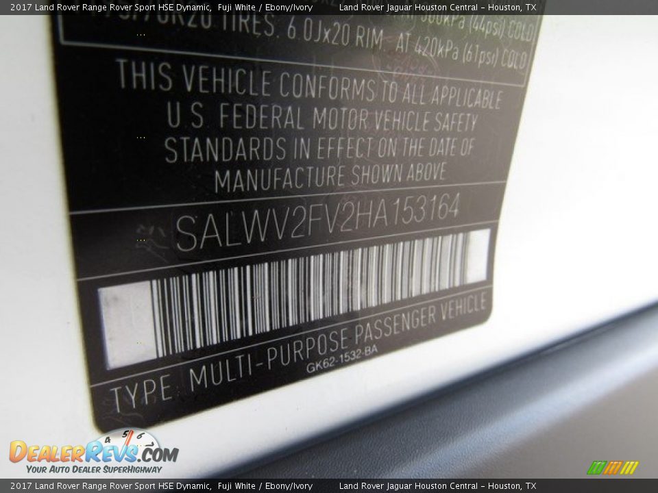 2017 Land Rover Range Rover Sport HSE Dynamic Fuji White / Ebony/Ivory Photo #22