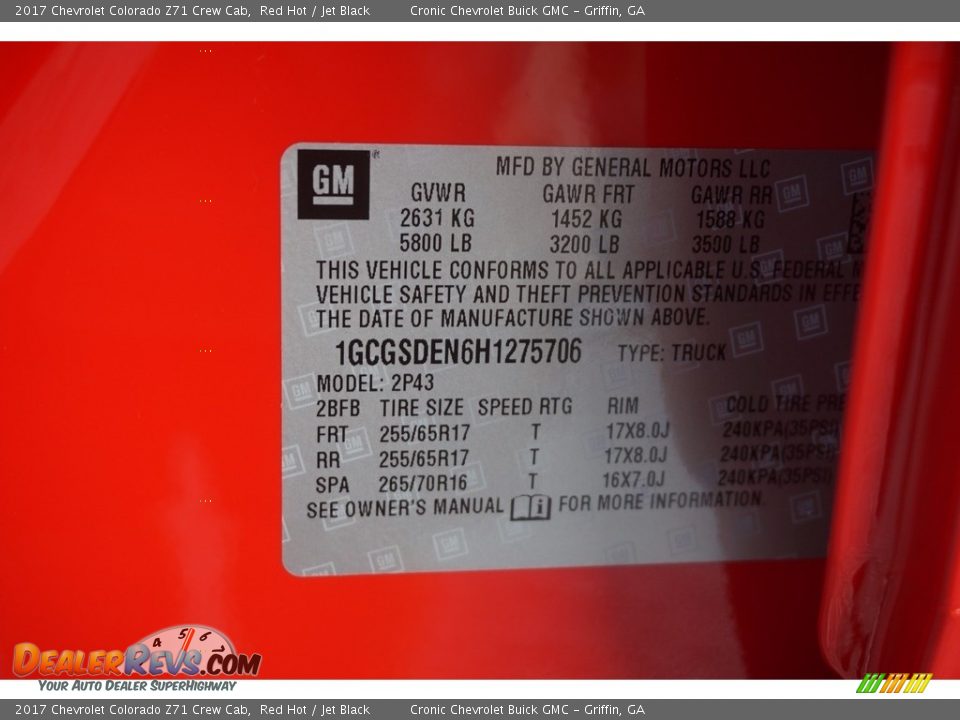 2017 Chevrolet Colorado Z71 Crew Cab Red Hot / Jet Black Photo #15