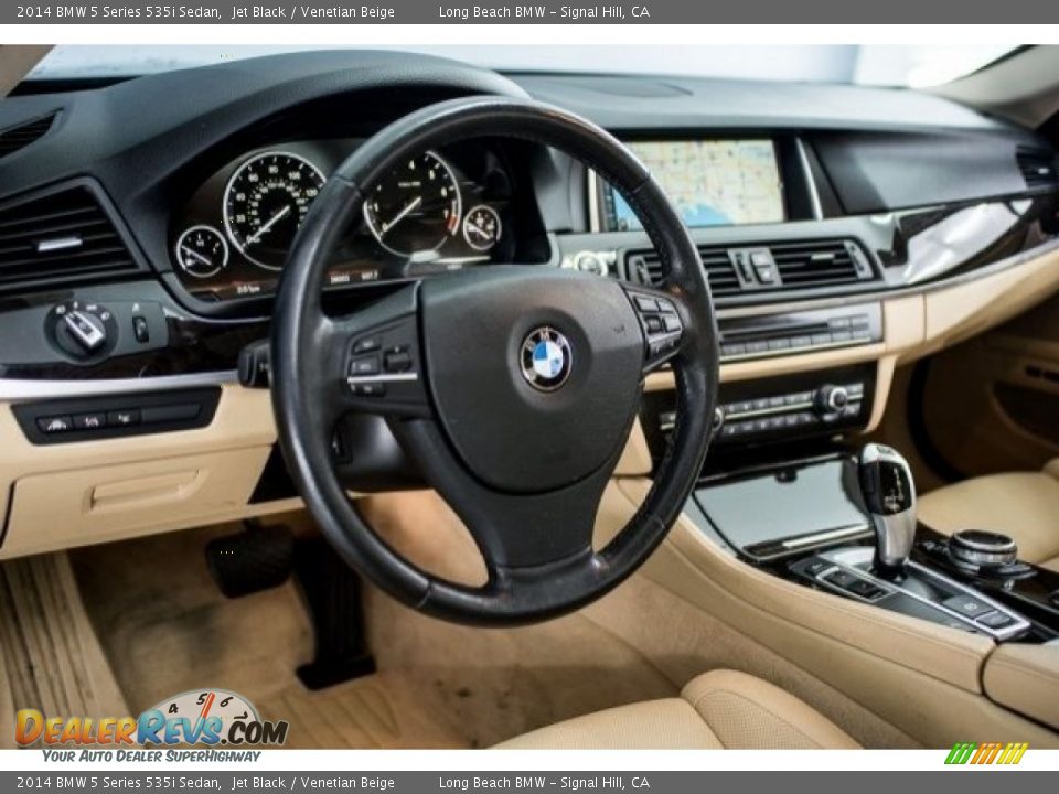 2014 BMW 5 Series 535i Sedan Jet Black / Venetian Beige Photo #5