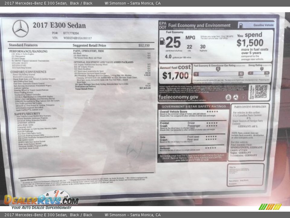 2017 Mercedes-Benz E 300 Sedan Black / Black Photo #11