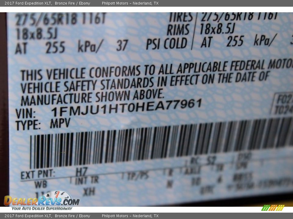 2017 Ford Expedition XLT Bronze Fire / Ebony Photo #24