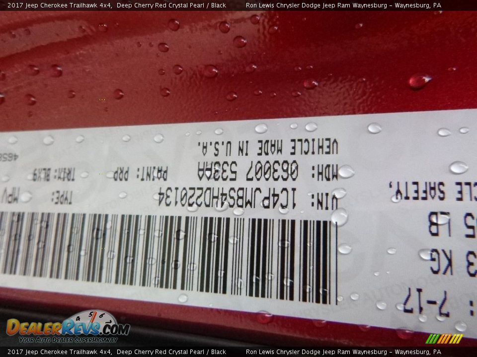 2017 Jeep Cherokee Trailhawk 4x4 Deep Cherry Red Crystal Pearl / Black Photo #14