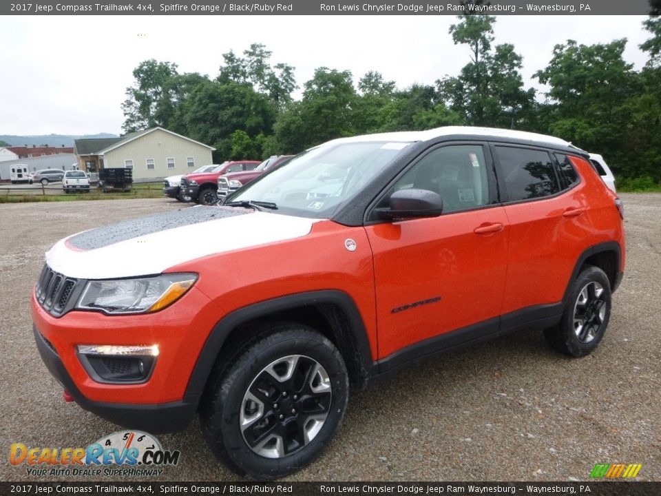 2017 Jeep Compass Trailhawk 4x4 Spitfire Orange / Black/Ruby Red Photo #1