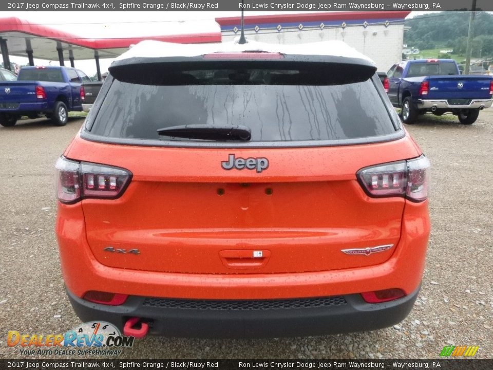 2017 Jeep Compass Trailhawk 4x4 Spitfire Orange / Black/Ruby Red Photo #4