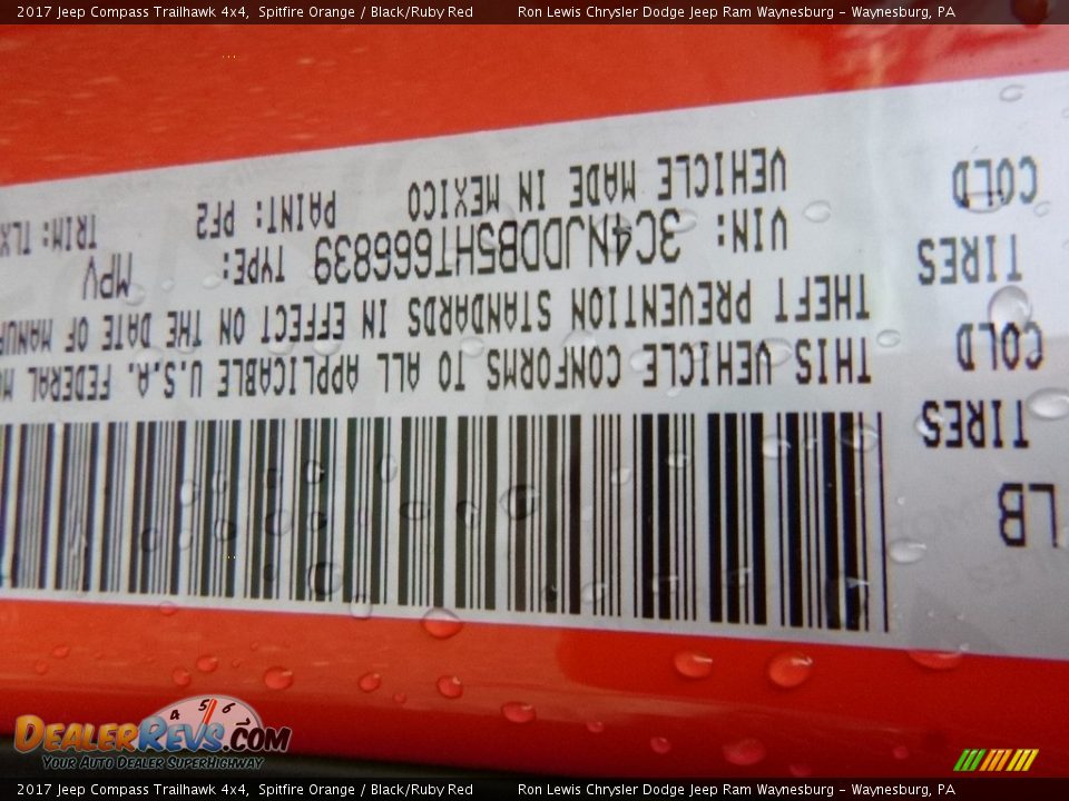 2017 Jeep Compass Trailhawk 4x4 Spitfire Orange / Black/Ruby Red Photo #16