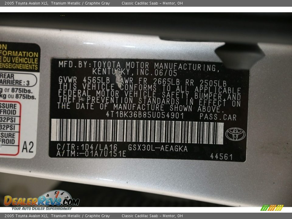 2005 Toyota Avalon XLS Titanium Metallic / Graphite Gray Photo #21