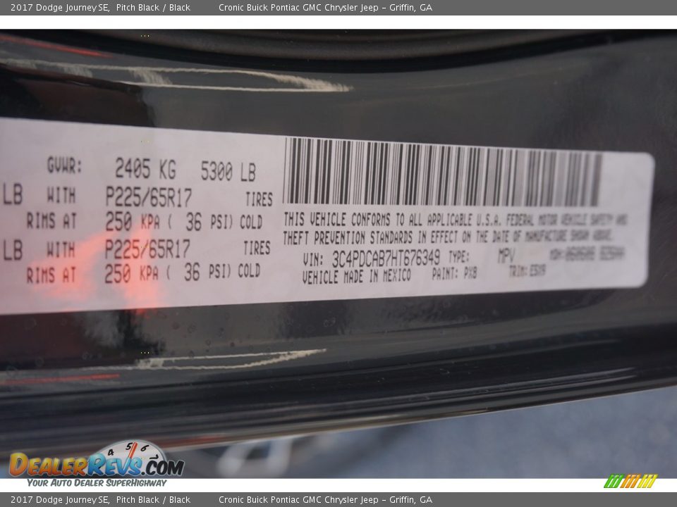 2017 Dodge Journey SE Pitch Black / Black Photo #16