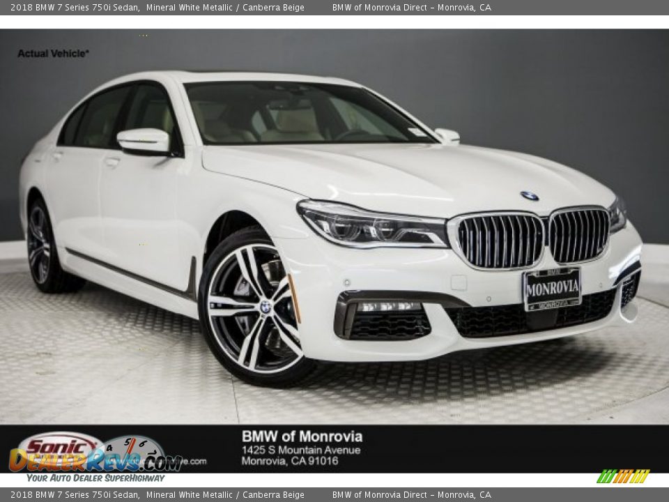 2018 BMW 7 Series 750i Sedan Mineral White Metallic / Canberra Beige Photo #1