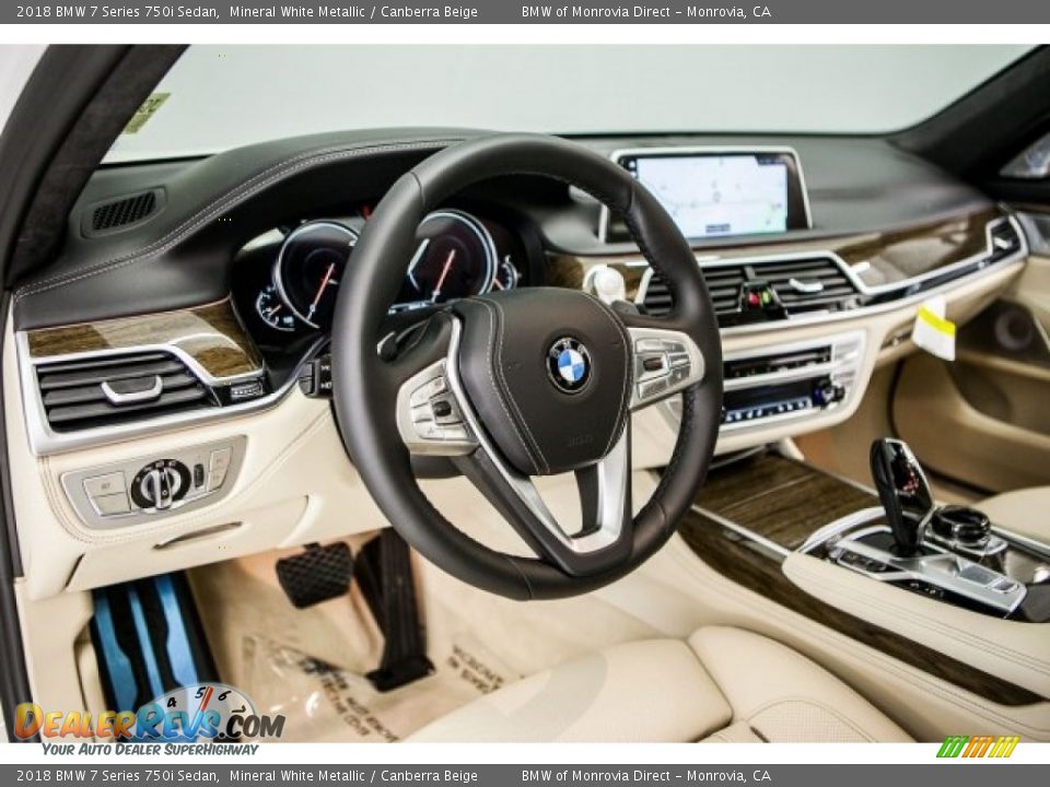 2018 BMW 7 Series 750i Sedan Mineral White Metallic / Canberra Beige Photo #5