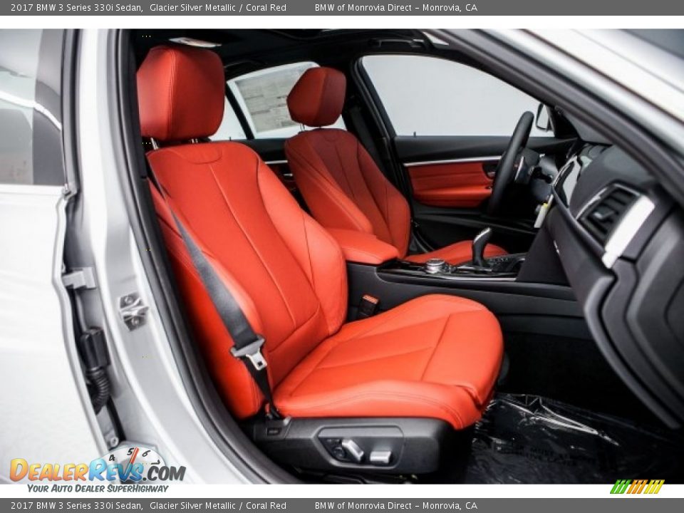 2017 BMW 3 Series 330i Sedan Glacier Silver Metallic / Coral Red Photo #2