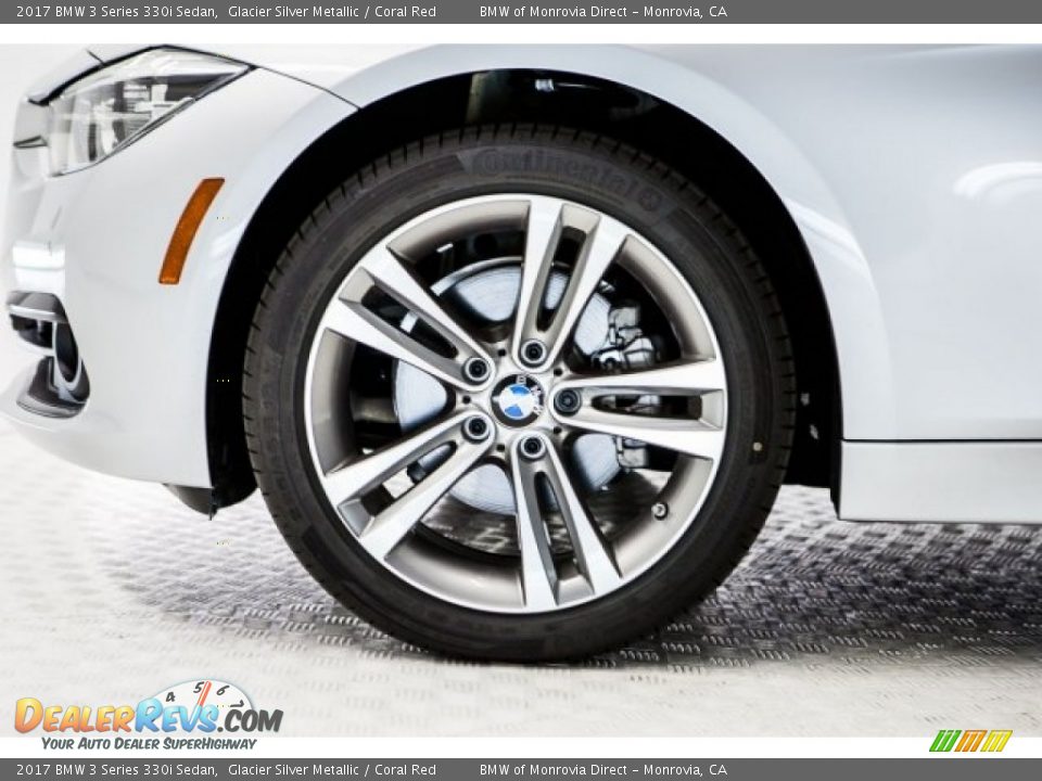 2017 BMW 3 Series 330i Sedan Glacier Silver Metallic / Coral Red Photo #9