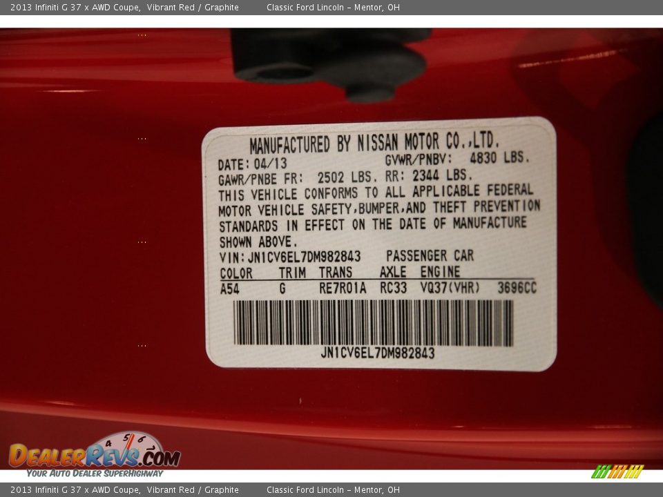 2013 Infiniti G 37 x AWD Coupe Vibrant Red / Graphite Photo #15