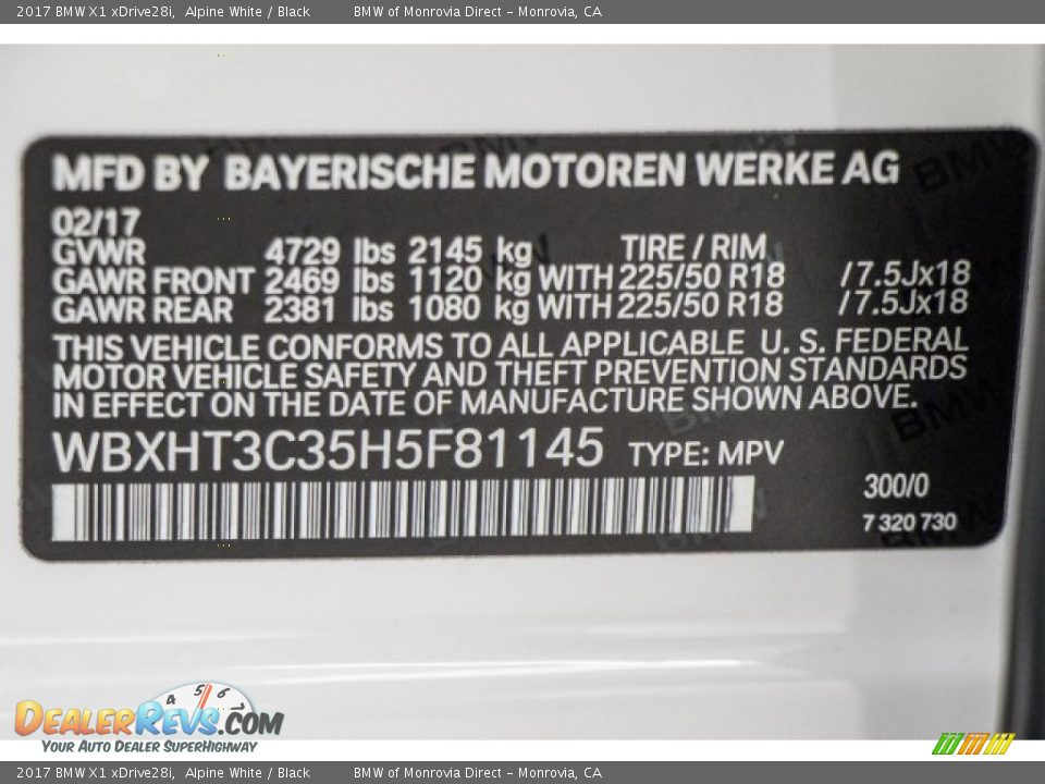 2017 BMW X1 xDrive28i Alpine White / Black Photo #11