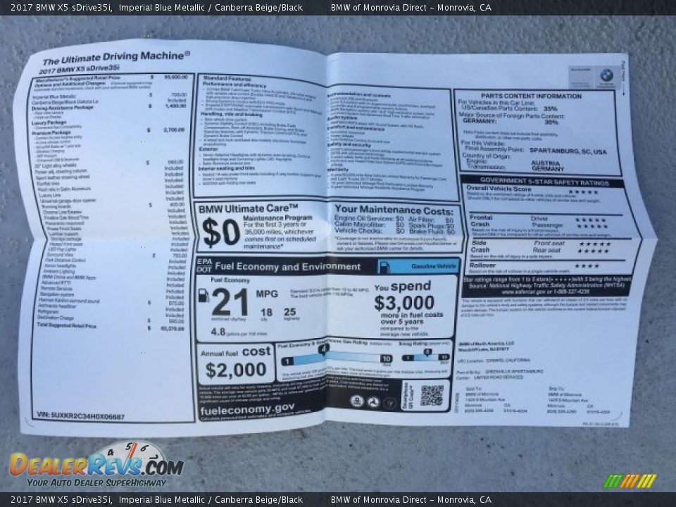 2017 BMW X5 sDrive35i Imperial Blue Metallic / Canberra Beige/Black Photo #10