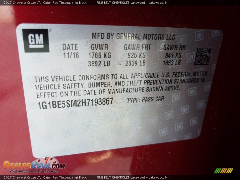 2017 Chevrolet Cruze LT Cajun Red Tintcoat / Jet Black Photo #8