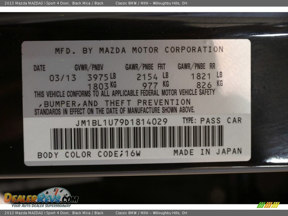 2013 Mazda MAZDA3 i Sport 4 Door Black Mica / Black Photo #19