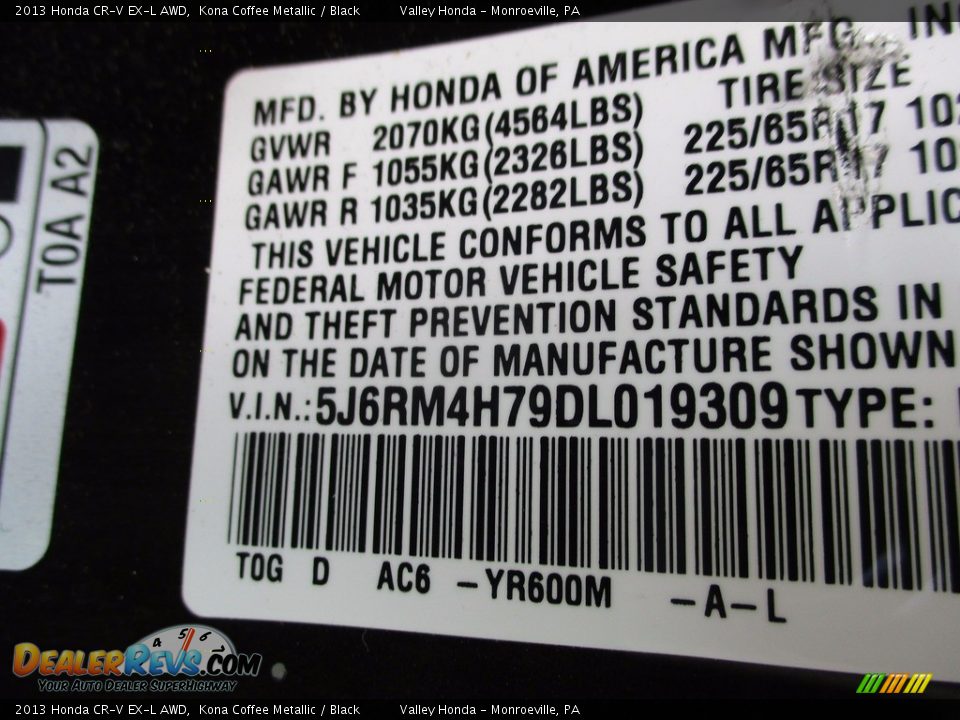2013 Honda CR-V EX-L AWD Kona Coffee Metallic / Black Photo #18