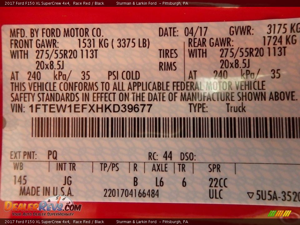 2017 Ford F150 XL SuperCrew 4x4 Race Red / Black Photo #10