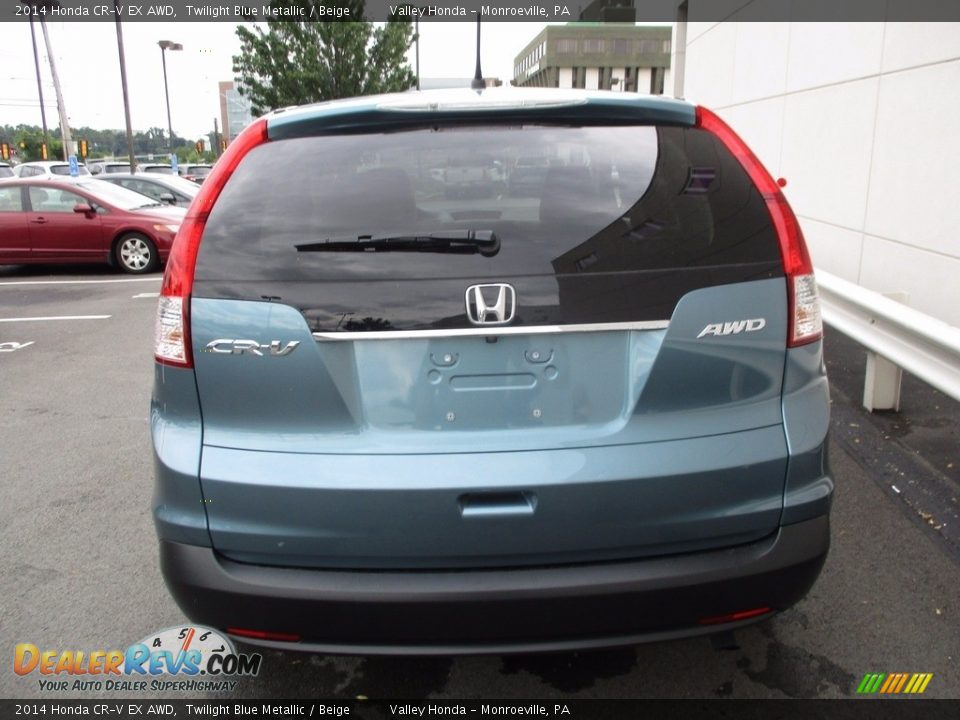 2014 Honda CR-V EX AWD Twilight Blue Metallic / Beige Photo #4