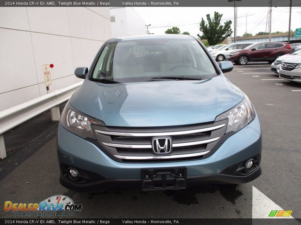 2014 Honda CR-V EX AWD Twilight Blue Metallic / Beige Photo #7