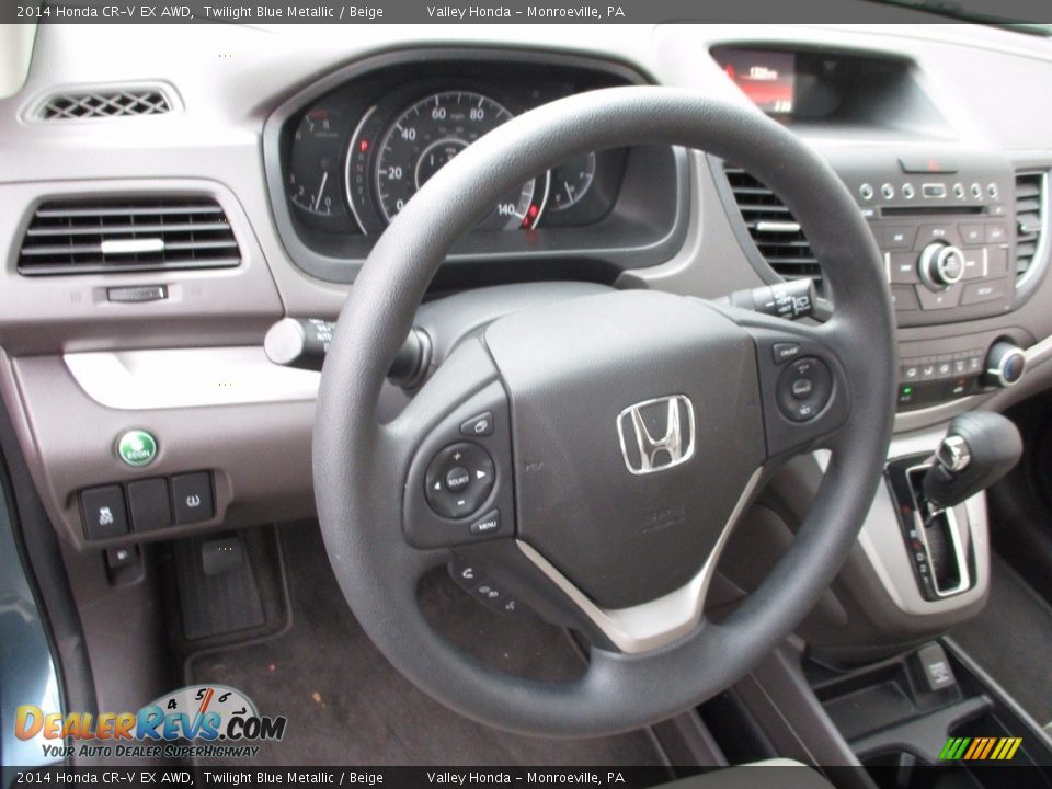 2014 Honda CR-V EX AWD Twilight Blue Metallic / Beige Photo #14