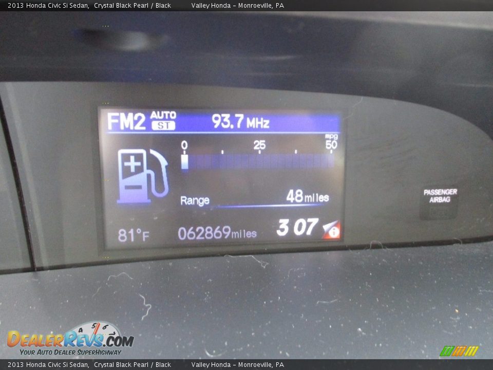 2013 Honda Civic Si Sedan Crystal Black Pearl / Black Photo #20