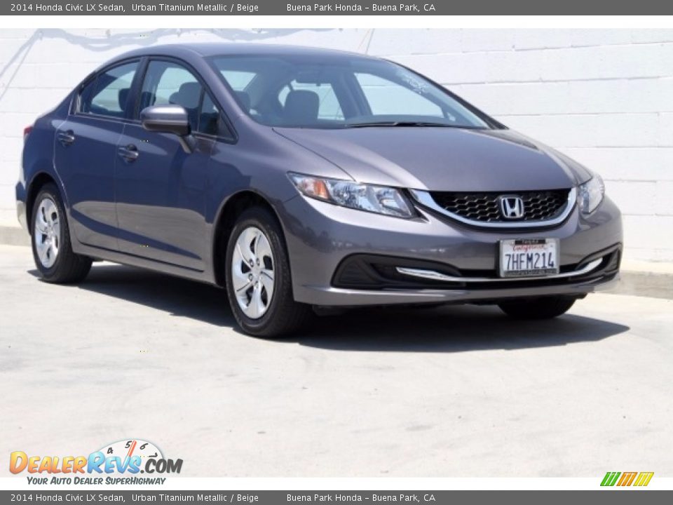 2014 Honda Civic LX Sedan Urban Titanium Metallic / Beige Photo #1