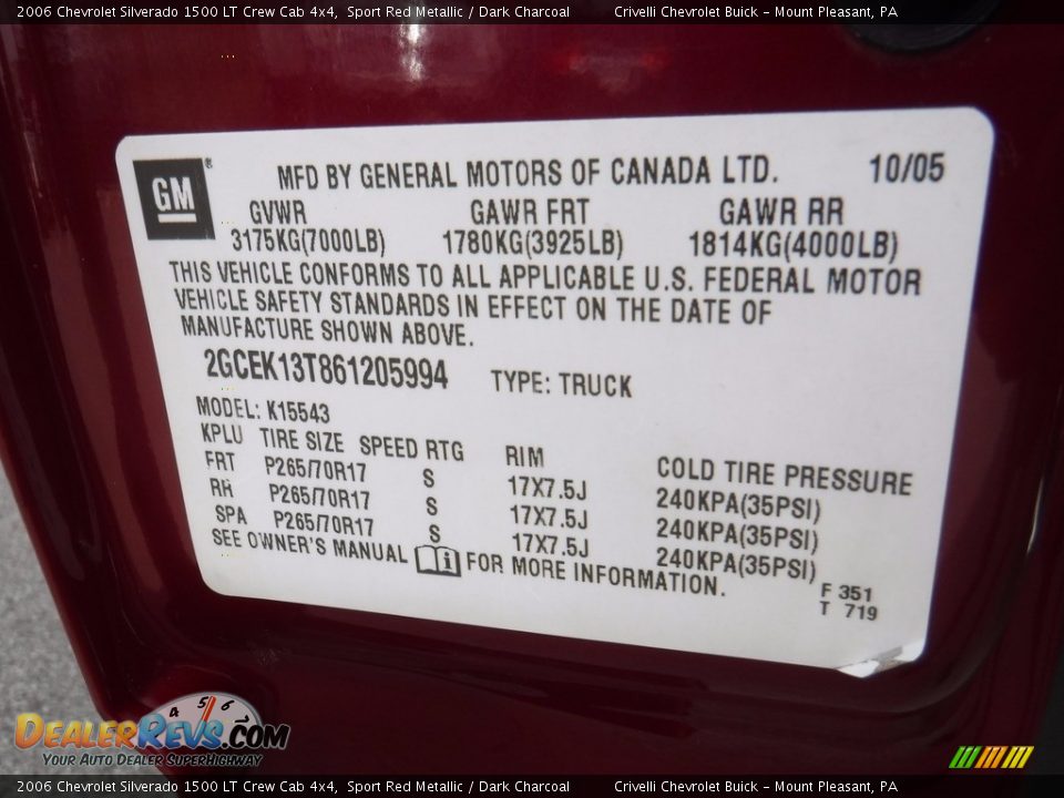 2006 Chevrolet Silverado 1500 LT Crew Cab 4x4 Sport Red Metallic / Dark Charcoal Photo #35