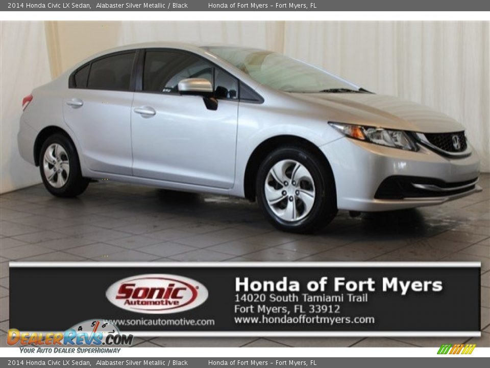 2014 Honda Civic LX Sedan Alabaster Silver Metallic / Black Photo #1
