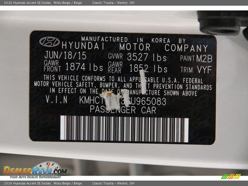 2016 Hyundai Accent SE Sedan Misty Beige / Beige Photo #17