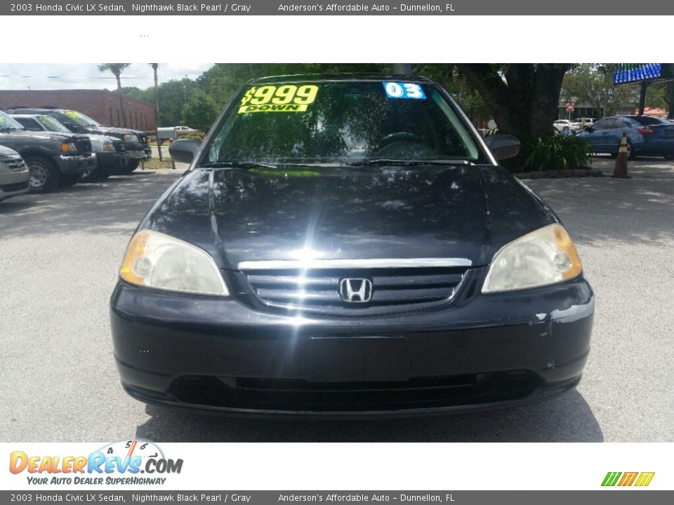 2003 Honda Civic LX Sedan Nighthawk Black Pearl / Gray Photo #8