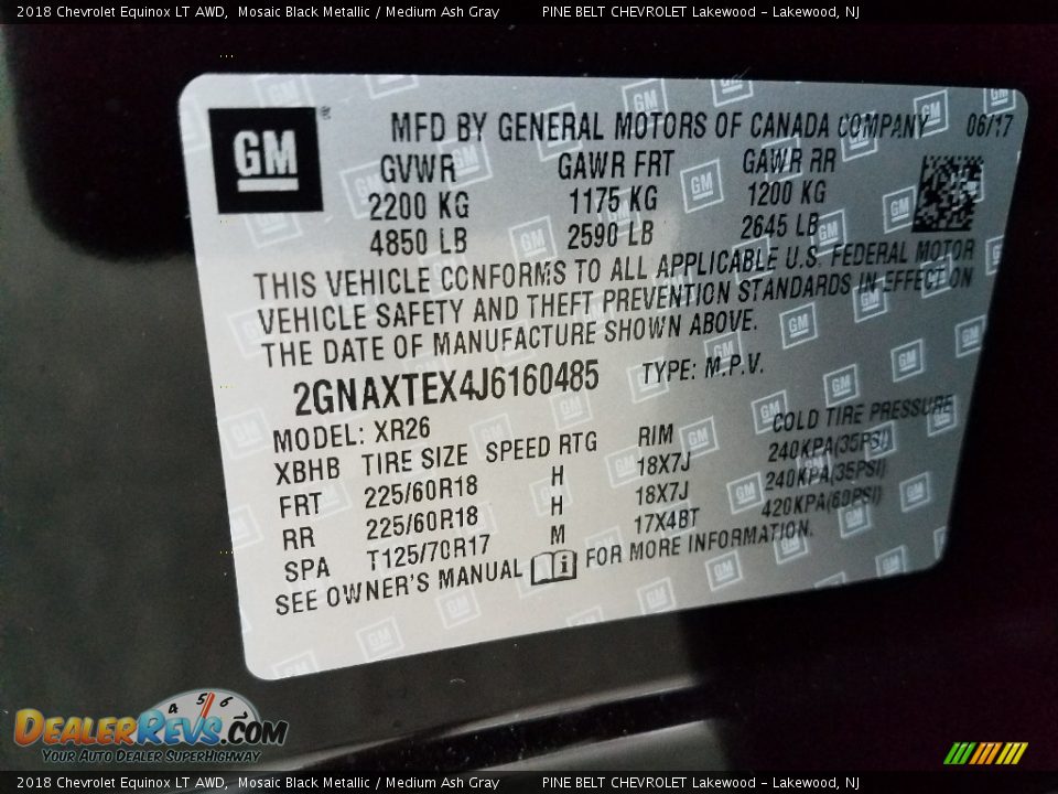 2018 Chevrolet Equinox LT AWD Mosaic Black Metallic / Medium Ash Gray Photo #9