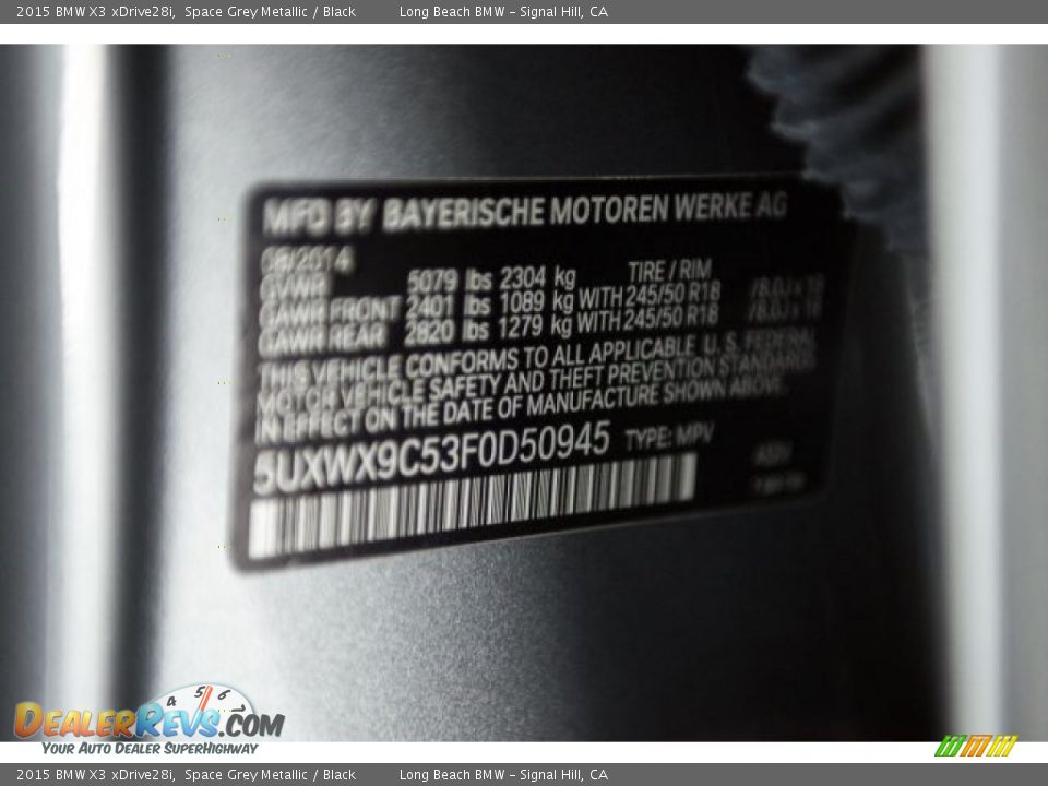 2015 BMW X3 xDrive28i Space Grey Metallic / Black Photo #18