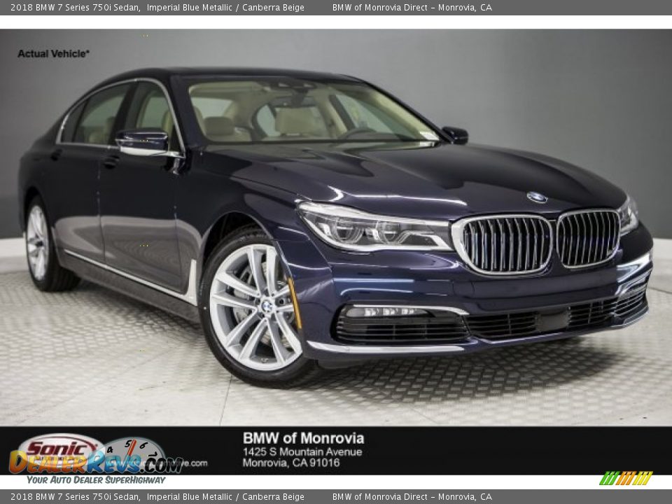 2018 BMW 7 Series 750i Sedan Imperial Blue Metallic / Canberra Beige Photo #1