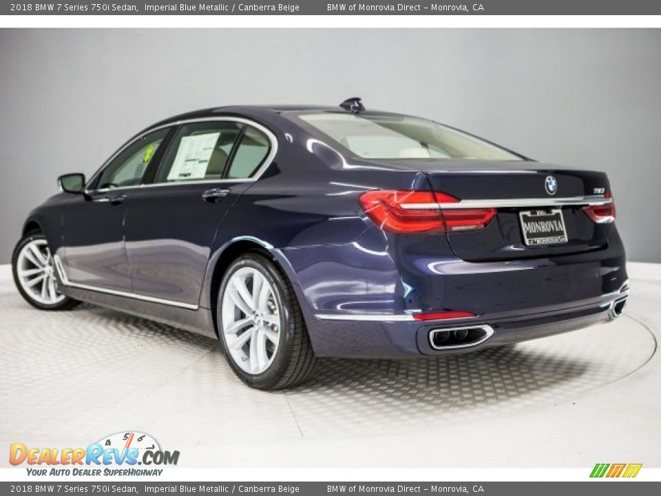 2018 BMW 7 Series 750i Sedan Imperial Blue Metallic / Canberra Beige Photo #3