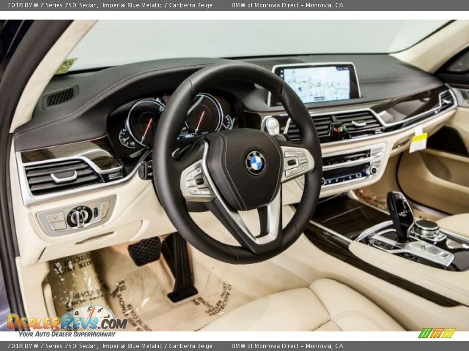 2018 BMW 7 Series 750i Sedan Imperial Blue Metallic / Canberra Beige Photo #5