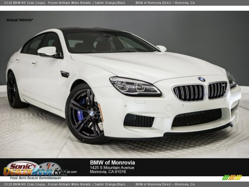 2018 BMW M6 Gran Coupe Frozen Brilliant White Metallic / Sakhir Orange/Black Photo #1