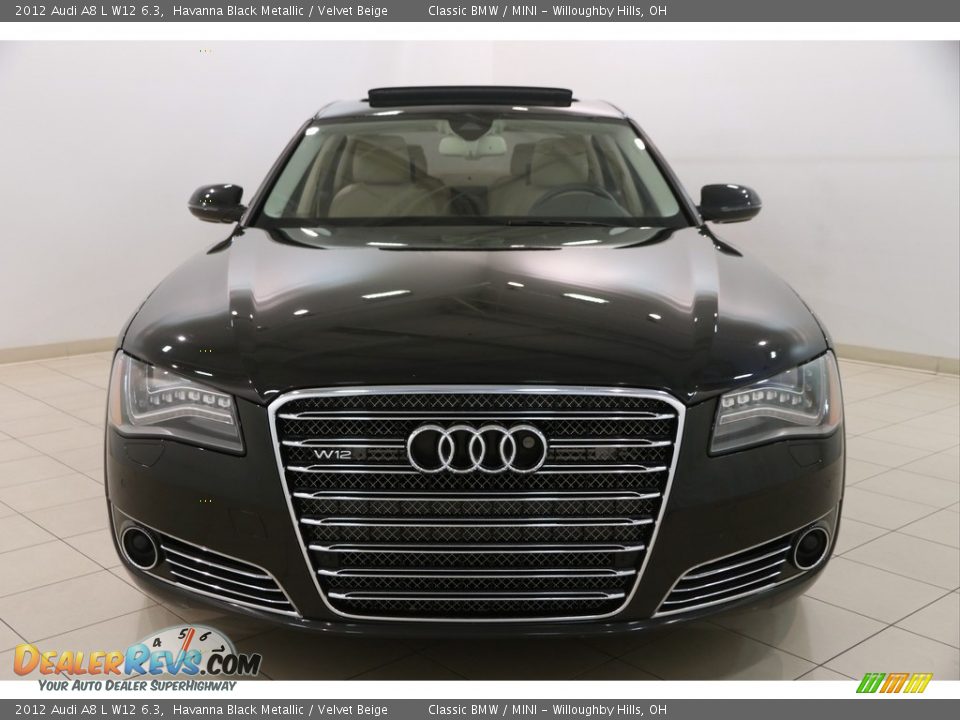 2012 Audi A8 L W12 6.3 Havanna Black Metallic / Velvet Beige Photo #2
