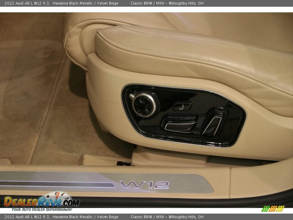 2012 Audi A8 L W12 6.3 Havanna Black Metallic / Velvet Beige Photo #7