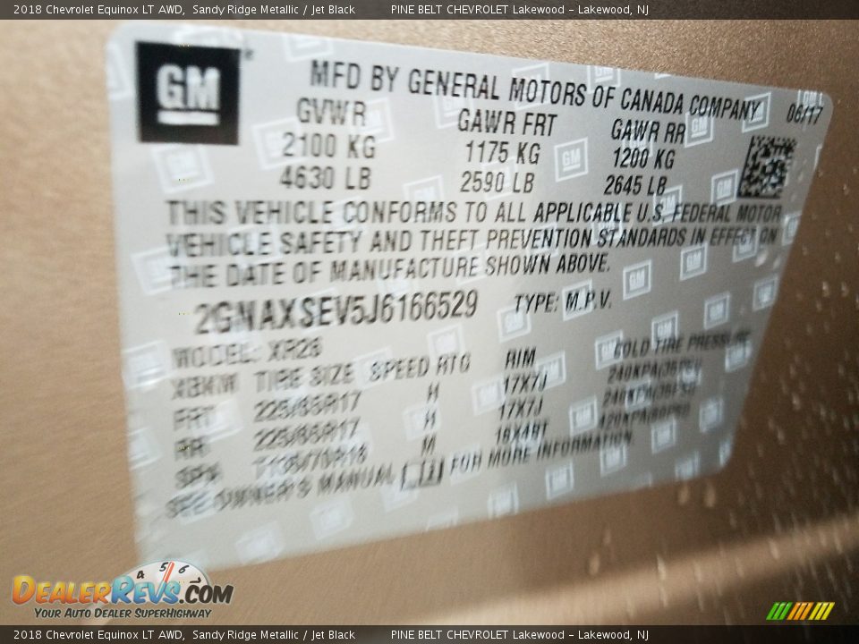 2018 Chevrolet Equinox LT AWD Sandy Ridge Metallic / Jet Black Photo #8